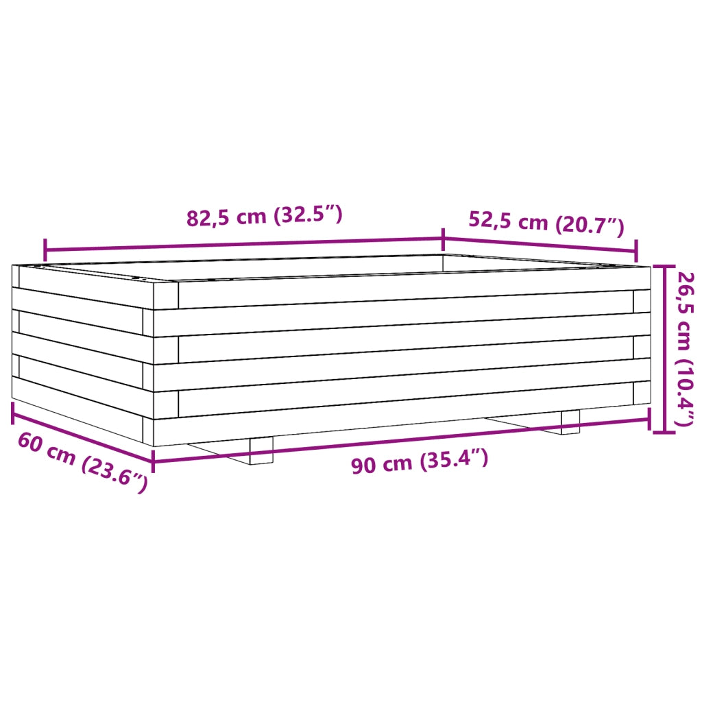 Fioriera Giardino Marrone Cera 90x60x26,5cm Legno Massello Pino