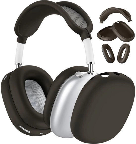 Protezione 3 in 1 per cuffie wireless - Cuscini auricolari protettivi - Auricolari riscaldanti - Cintura - Protezione silicone - Nero - Set da 3 pezzi