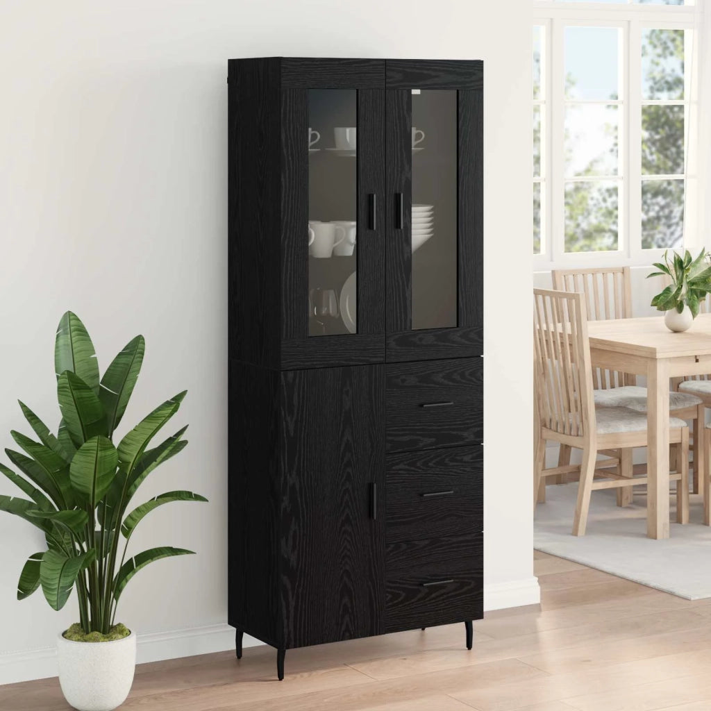 Credenza con cassetto 2 pcs Rovere Nero Legno multistrato 3416203