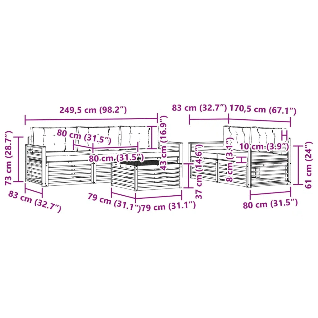 Set di divani da esterno 6 pz Bianco e Beige 3390058