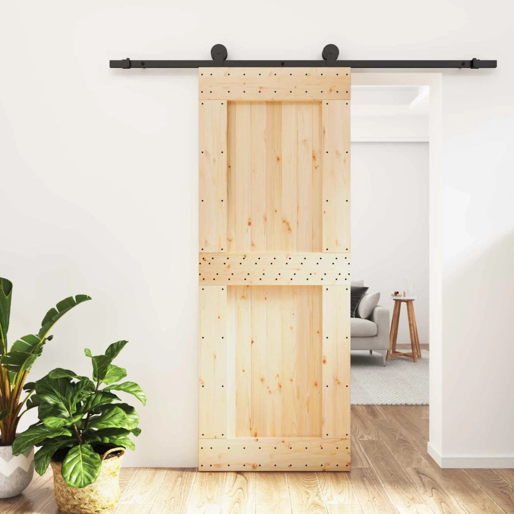 Porta scorrevole Naturale e Nero 80 x 210 cm 3444993