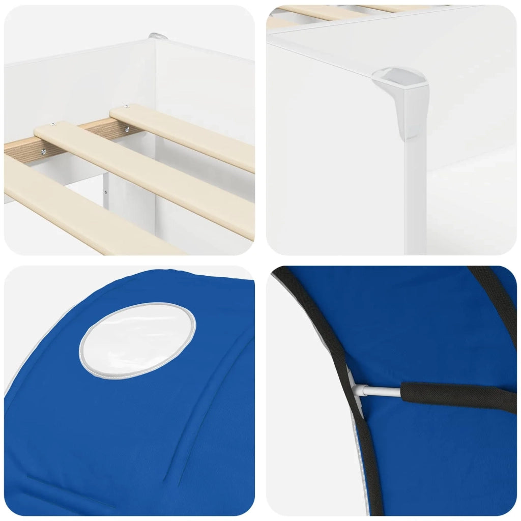 Letto con Tunnel 3 pz Bianco e Blu Legno ingegnerizzato 3423571