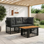Set Divano da Giardino 4 pz Nero e Grigio scuro polyrattan 3437829