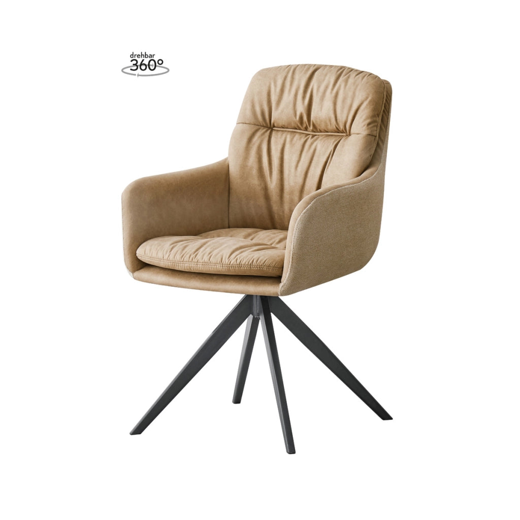 Sedia girevole Dian 100 in tessuto taupe