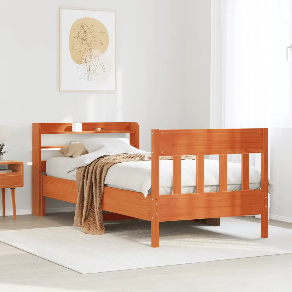 Letto singolo | Letto per adulti | Letto senza Materasso Marrone Cera 100x200 cm in Legno di Pino