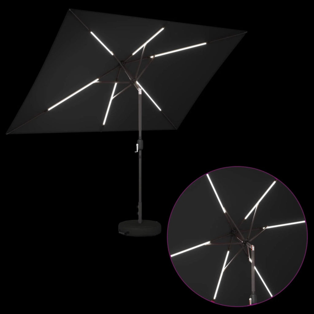 Ombrellone da giardino-Parasol da giardino con luci LED e base 200 x 300 cm Poliestere 517438