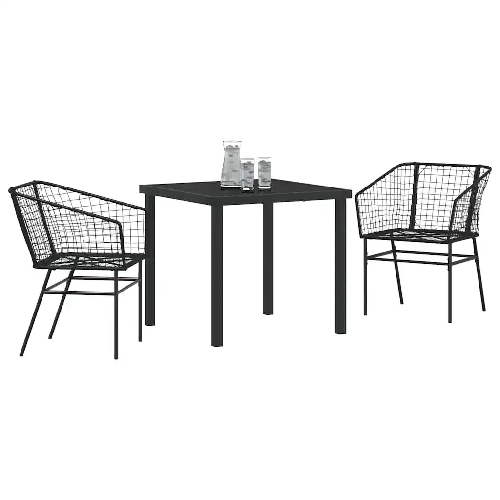 Set da Pranzo per Giardino 3 pcs Nero polyrattan 3380890