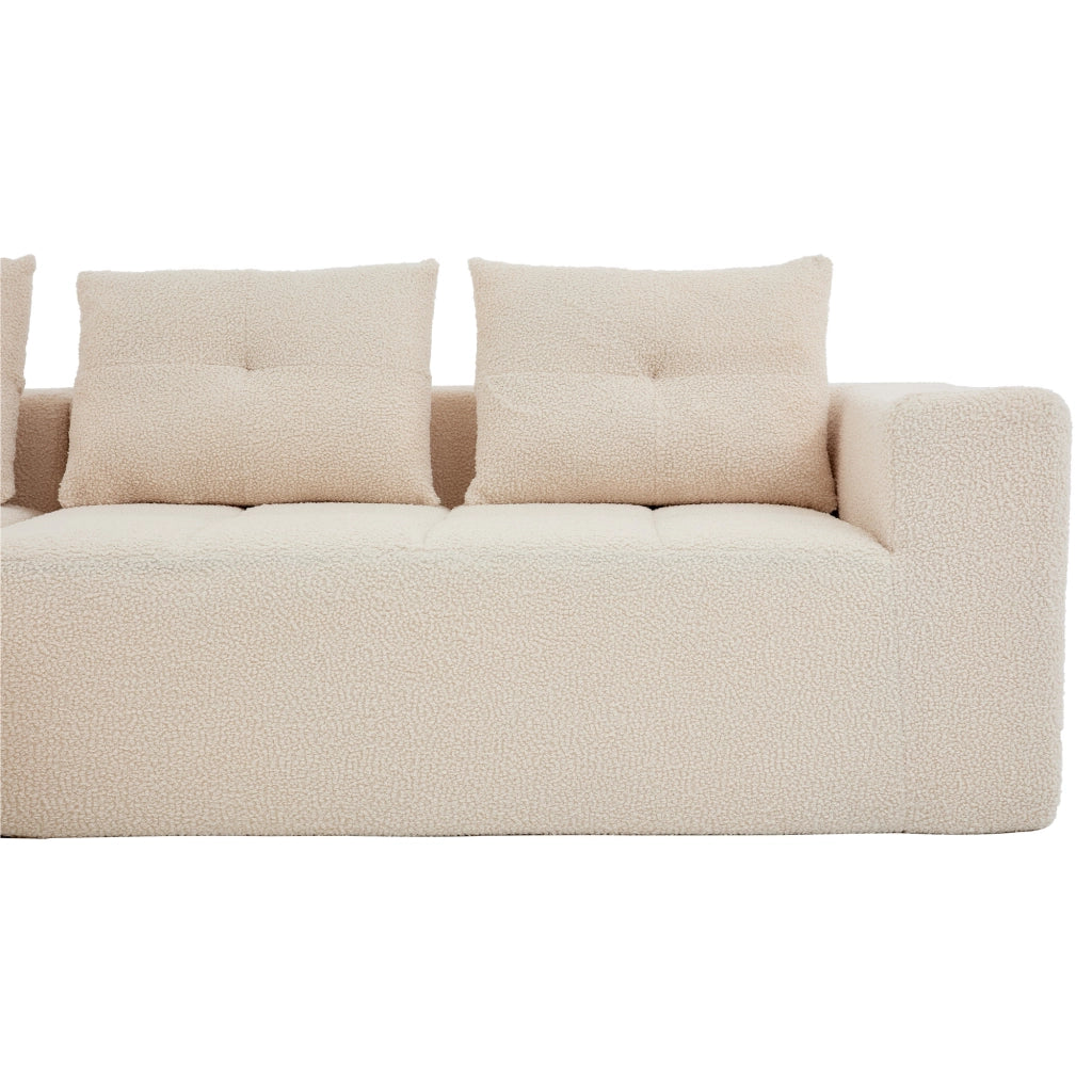Divano a L 258 cm - Zephmum - Cuscini in piuma e schiuma, design minimalista, ideale per soggiorni piccoli