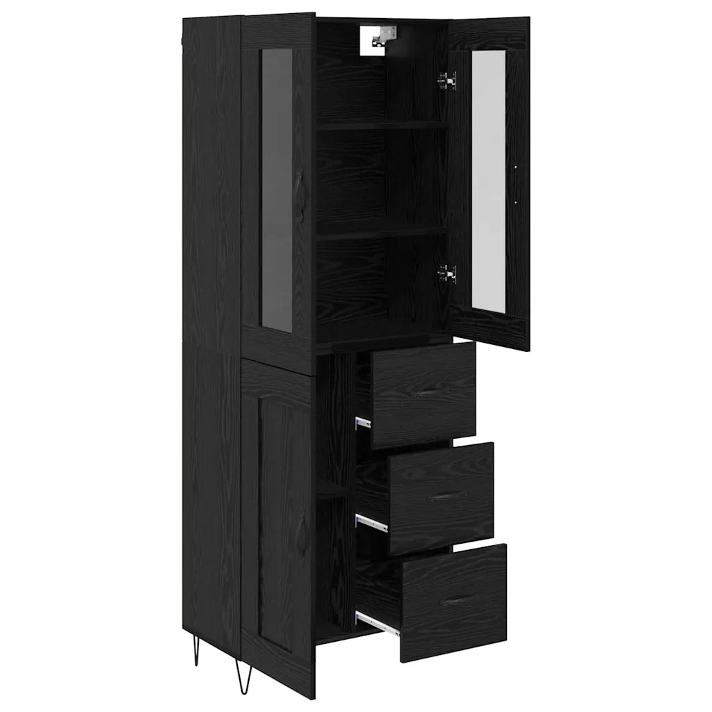 Credenza Rovere Nero 69,5 x 34 x 90 cm Legno multistrato 3402712