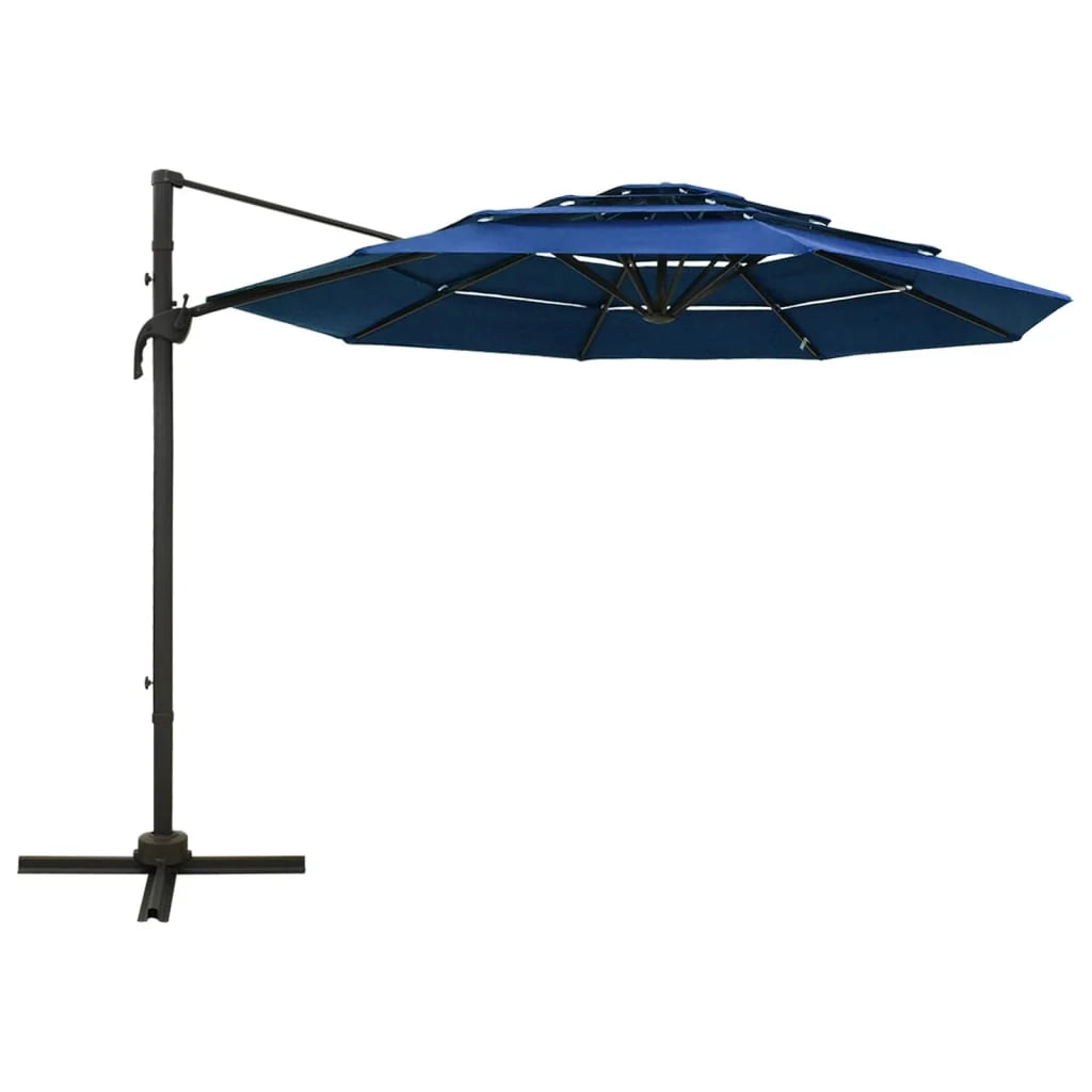 Ombrellone a quattro livelli con palo in alluminio 3 x 3 m blu 02_0008787