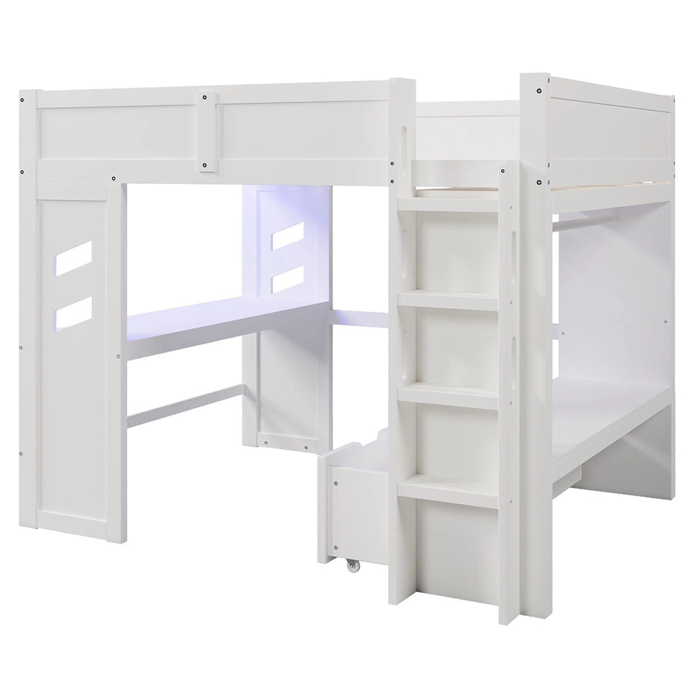 Letto gaming - Xylo - 140x200 cm LED con USB-C bianco