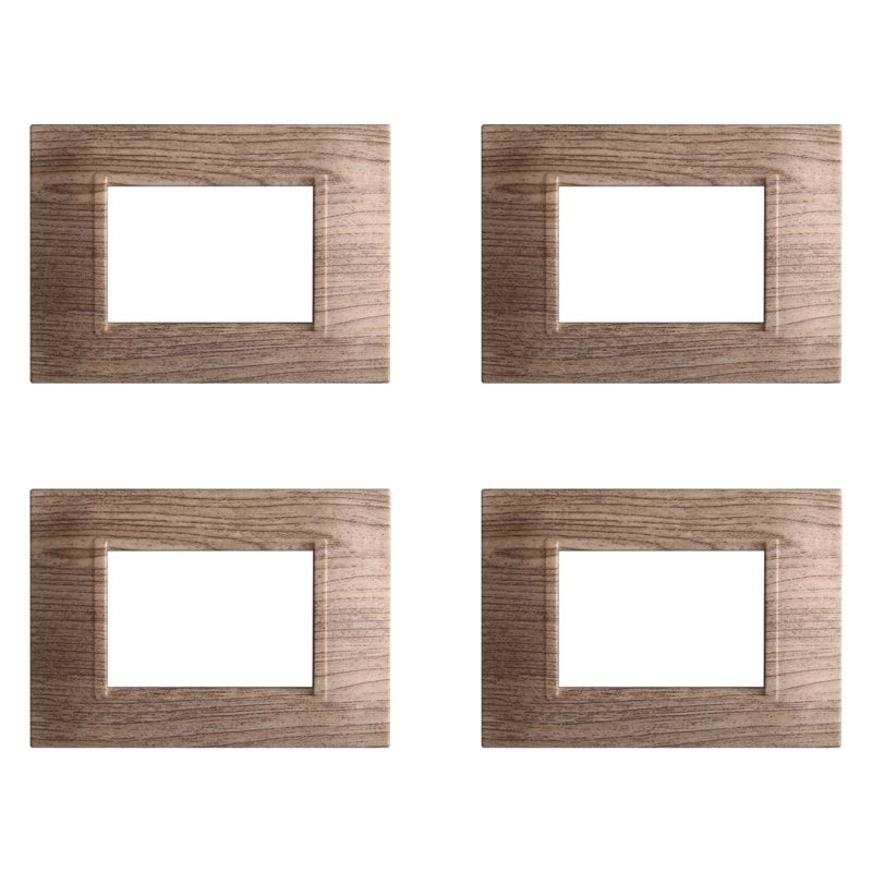 Placca Plastica Quadrata Serie Space 3P Colore Legno Chiaro Compatibile Con Bticino Living Light