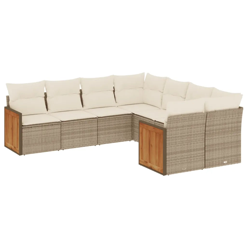 Set Divano da Giardino 8 pz con Cuscini Beige in Polyrattan 3260637