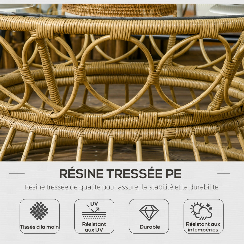 Set giardino 4 pezzi in polyrattan ¨C zephmum ¨C sabbia e crema