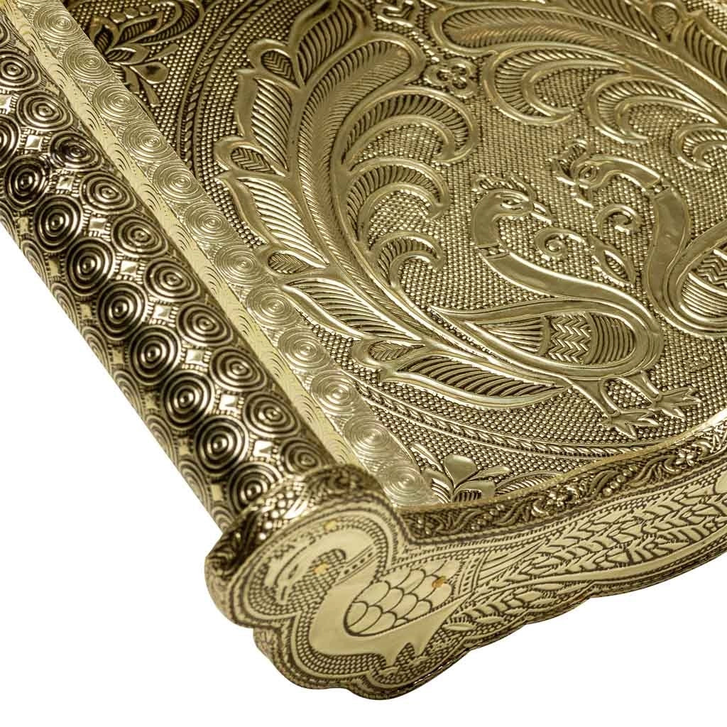 Vassoio in metallo goffrato dorato 30x21x6h