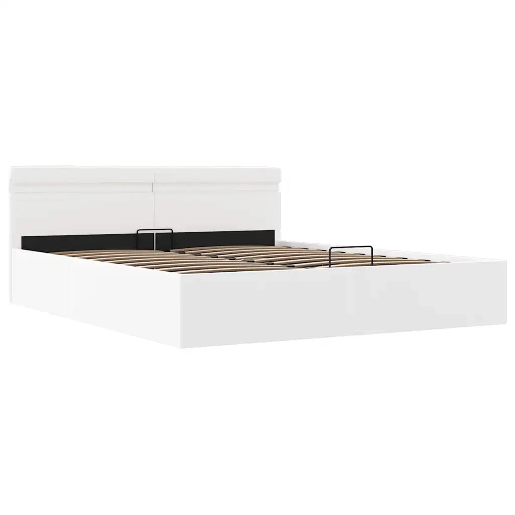 Giroletto Contenitore Idraulico LED Bianco Similpelle 160x200cm 285550