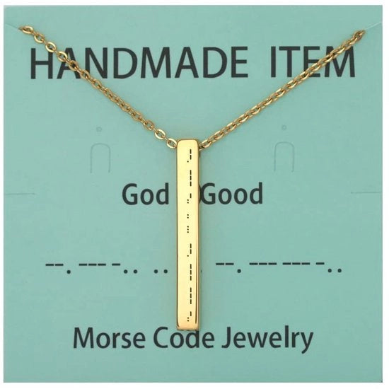 Collana con Catena Personalizzabile - Acciaio Inossidabile - Codice Morse - Gioiello per Donna - Lunga Portata - Ipoadipogeno - 44 cm Lunghezza della Catena - Accessorio di Moda