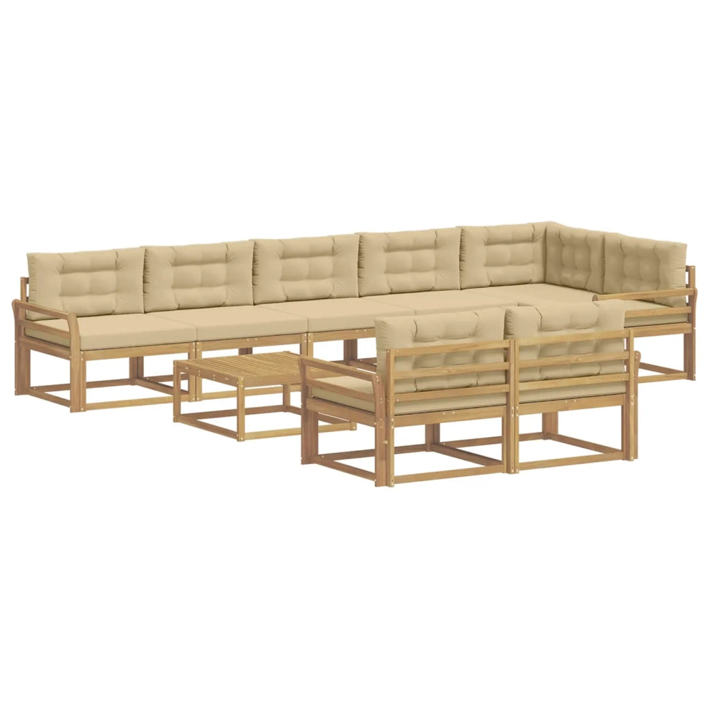 Set di divani da esterno 9 pcs Bianco e Beige 79 x 79 x 37 cm