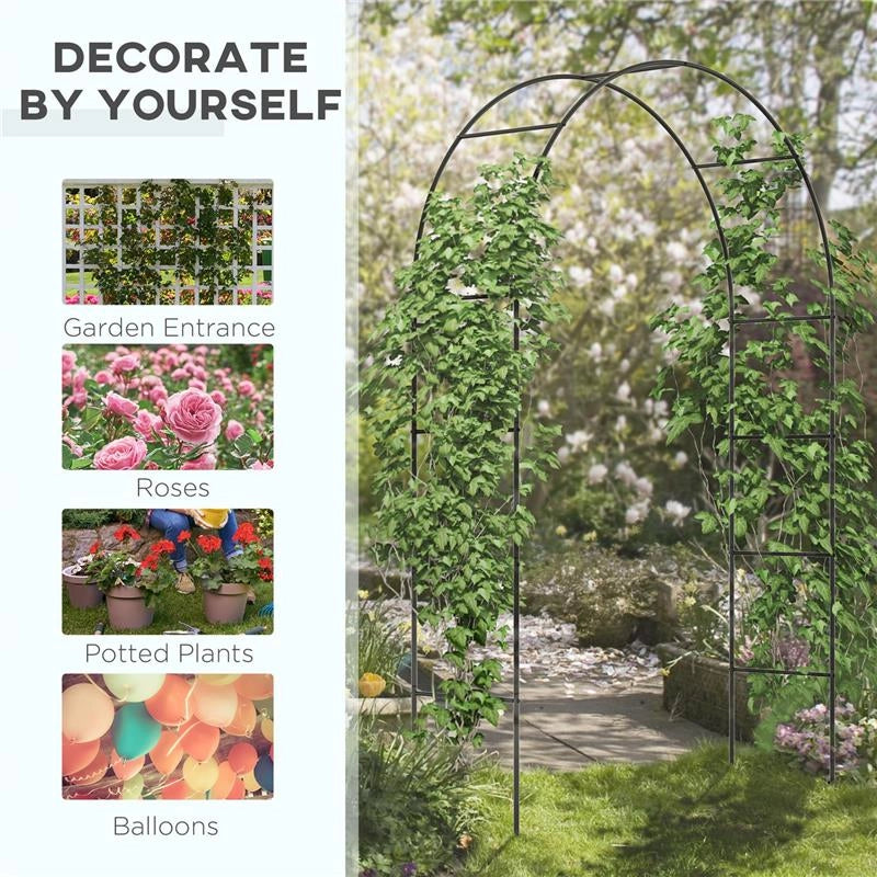 ARCO PER RAMPICANTI IN METALLO PER GIARDINO ED ESTERNI, 140X40X240CM, NERO