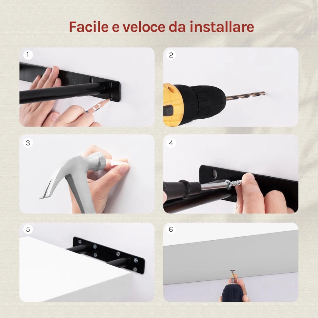 Mensola da Muro Rettangolare Scaffale Libreria a Parete Decorazione per Cameretta Ufficio Porta CD/Dvd in Legno Bianco 25cm RG9365ws