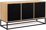 Credenza bassa a 3 ante, nera, design industriale BOSTON