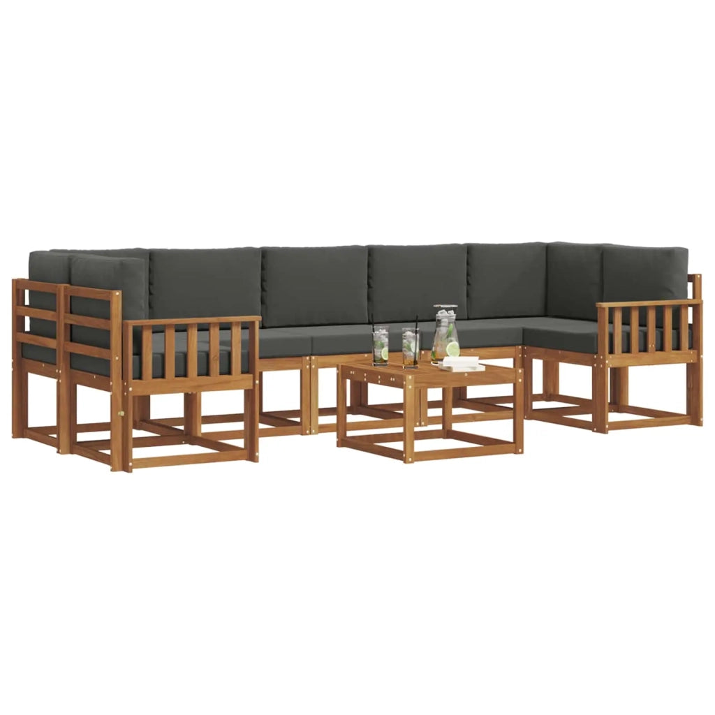 Set di divani da esterno con cuscino 8 pcs Naturale e Antracite 3366145