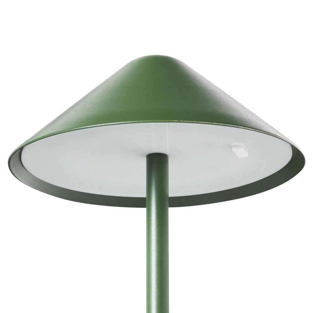 Lampada da tavolo wireless in metallo verde per interni ed esterni con porta USB C ricaricabile