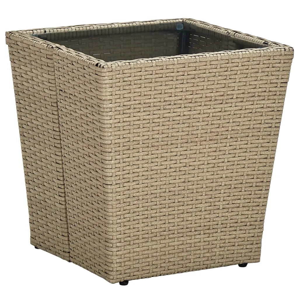 Set da BistrÃ² 3 pz con Cuscini Beige Polyrattan e Vetro