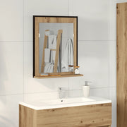 Specchio da Bagno  in Rovere Artigianale 50x12x60 cm in Legno Ingegnerizzato