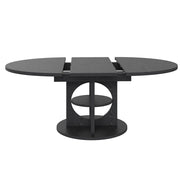 Tavolo da pranzo allungabile con vano portaoggetti centrale; 60kg; nero; in MDF