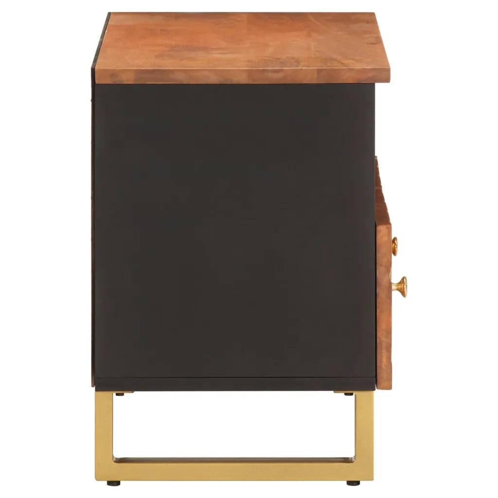 Mobile Porta TV-Mobile per TV-Credenza TV Marrone e Nero 70x33,5x46 cm in Legno di Mango
