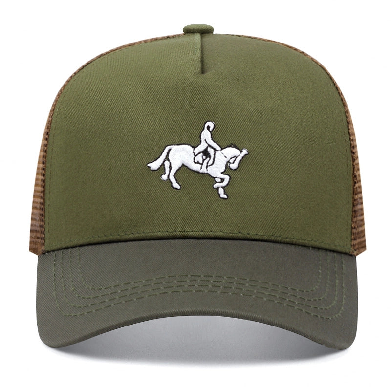 Cappellino da baseball casual regolabile con ricamo di cavaliere, colore verde