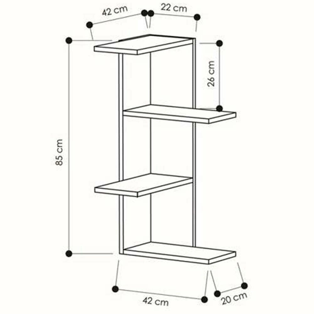 Libreria Scaffale Mensole Parete Angolare Moderna 4 Ripiani Angolo Bianco Legno