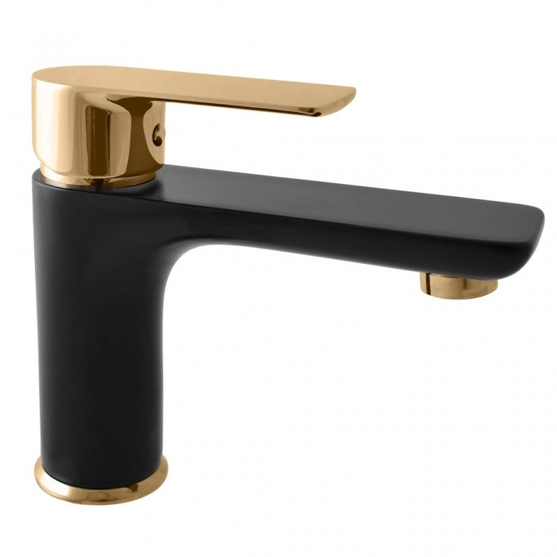 Miscelatore lavabo VLTAVA in ottone placcato oro nero opaco senza sifone