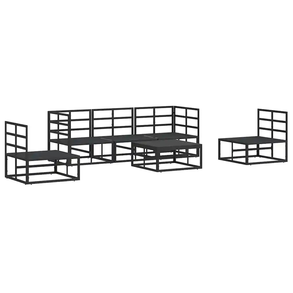 vidaXL Set Divano da Giardino con cuscino 6 pcs Nero Alluminio