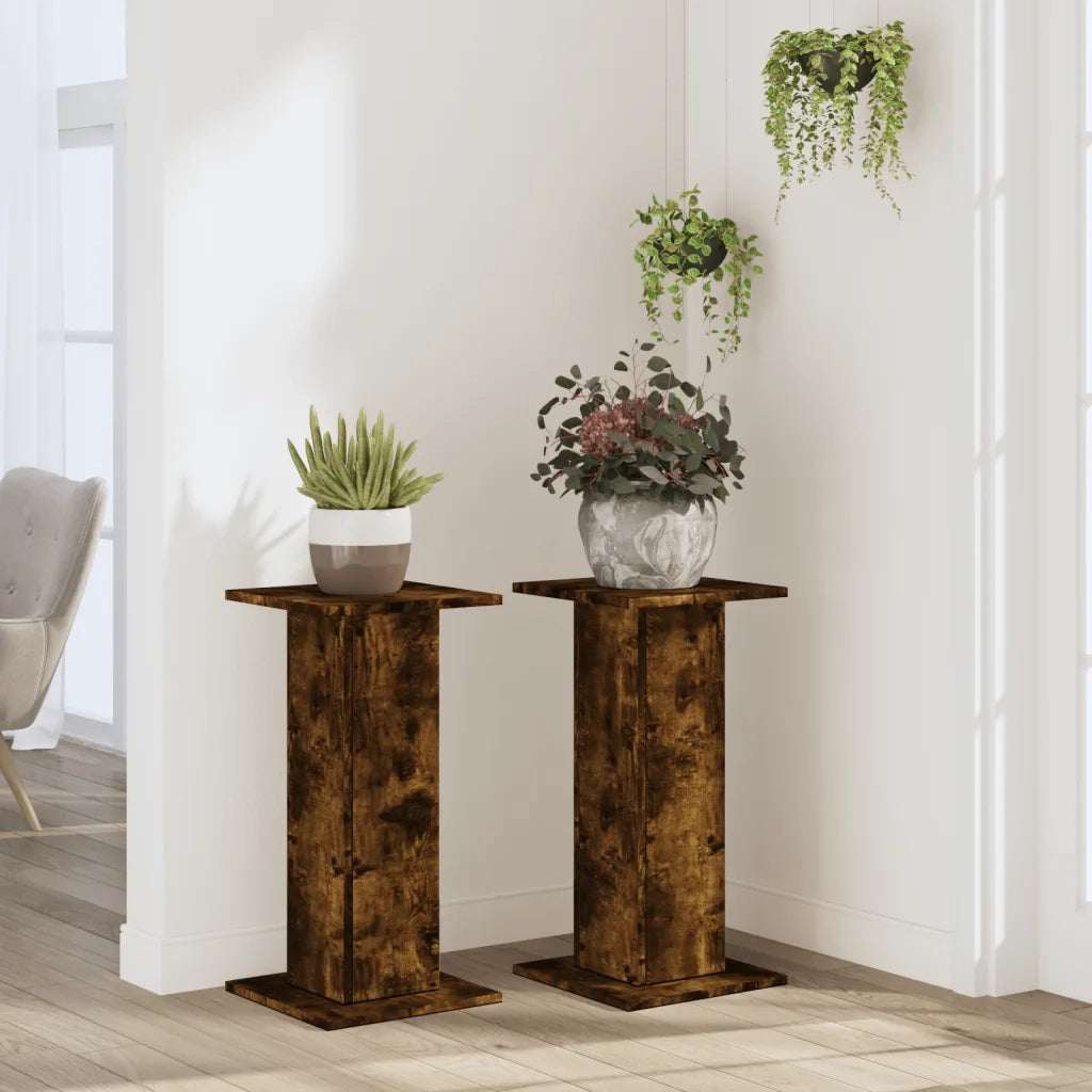 Supporti per piante | Sostegno per piante 2 pz Rovere Fumo 30x30x60 cm in Truciolato