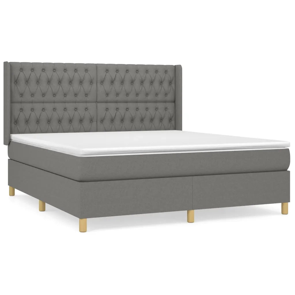 Giroletto a Molle con Materasso Grigio Scuro 180x200 cm Tessuto 3132250