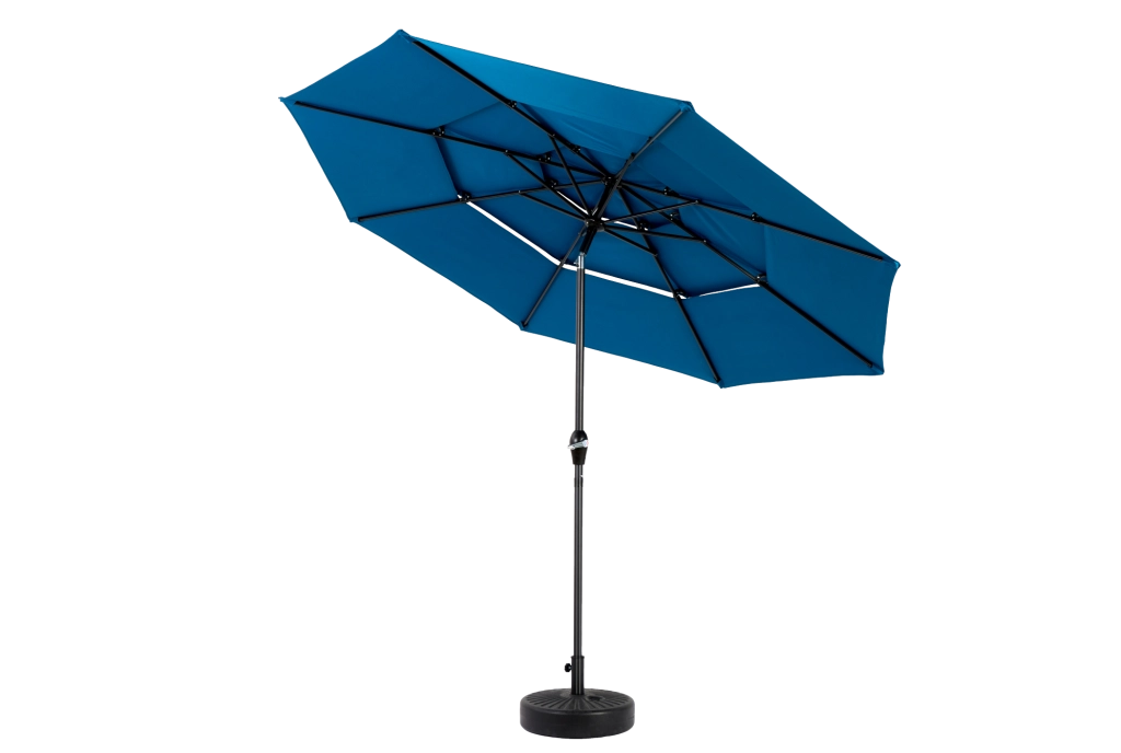 Ombrellone da esterno 10FT a 3 livelli con inclinazione regolabile; acciaio; blu scuro