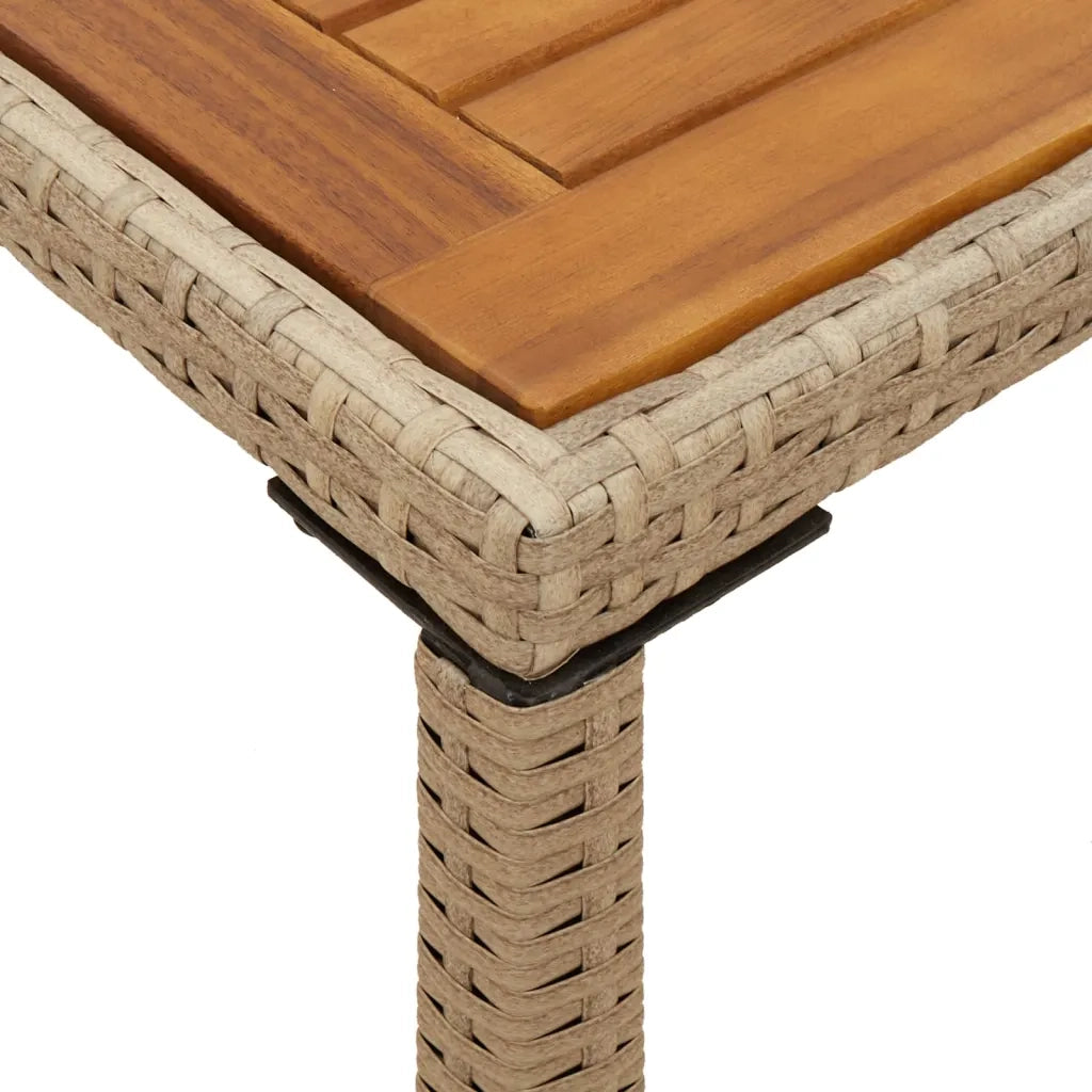 Tavolo Giardino | Tavolino da esterno Piano Legno Acacia Beige 115x54x74cm Polyrattan