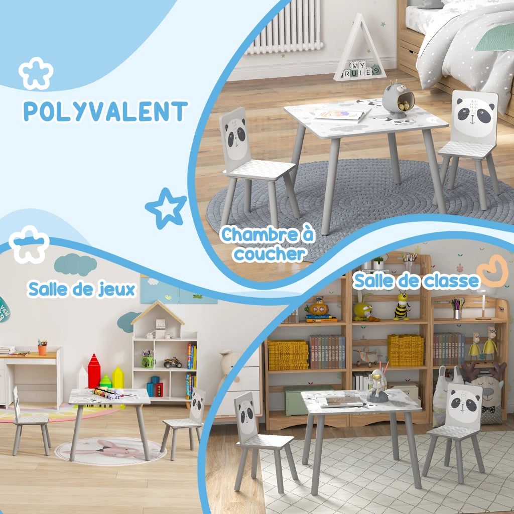 Set tavolo e sedie per bambini ¨C Xylo ¨C Con 2 sedie motivo animali grigio