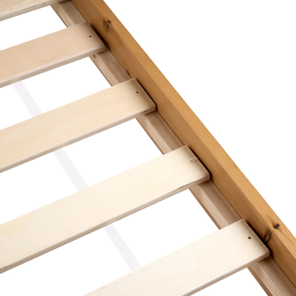 Letto a piattaforma per bambini in legno di pino con rete a doghe marrone 90 x 200 cm con telaio a doghe