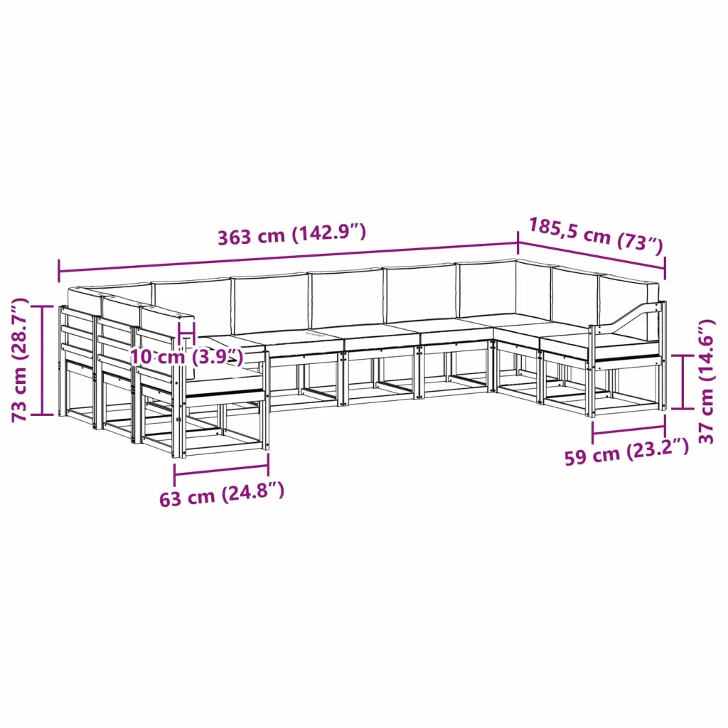 Set di divani da esterno 10 pz Bianco e Antracite 3388306
