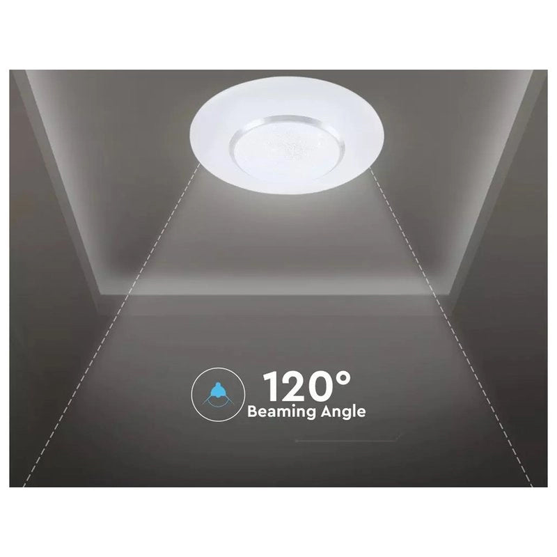 Plafoniera A Led Da Soffitto CCT 3 in 1 Rotonda 60W D500mm Effetto Stellato Cristallo Con Telecomando Incluso SKU-14621