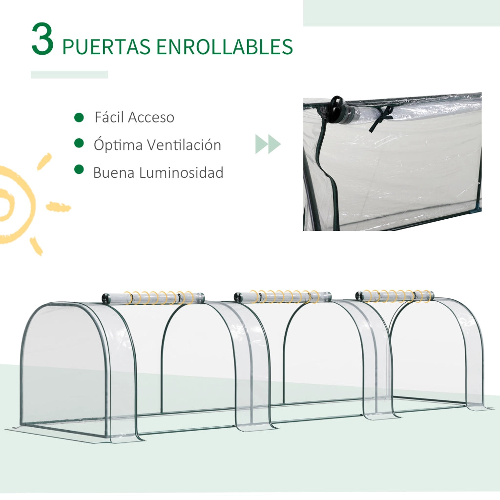 Serra da Giardino ¨C zephmum ¨C 350x100x80 cm 3 Porte A Rullo Acciaio Trasparente