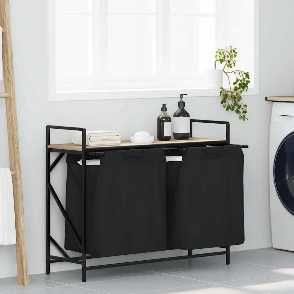 Cesto della Biancheria 2 Scomparti con Ripiano Rovere Sonoma CFW3502620