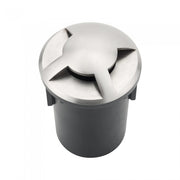Portalampada da Interramento Calpestabile Rotondo MR16 (Max 20W) Colore Nero e Acciaio con 3 Fasci di Luce IP65