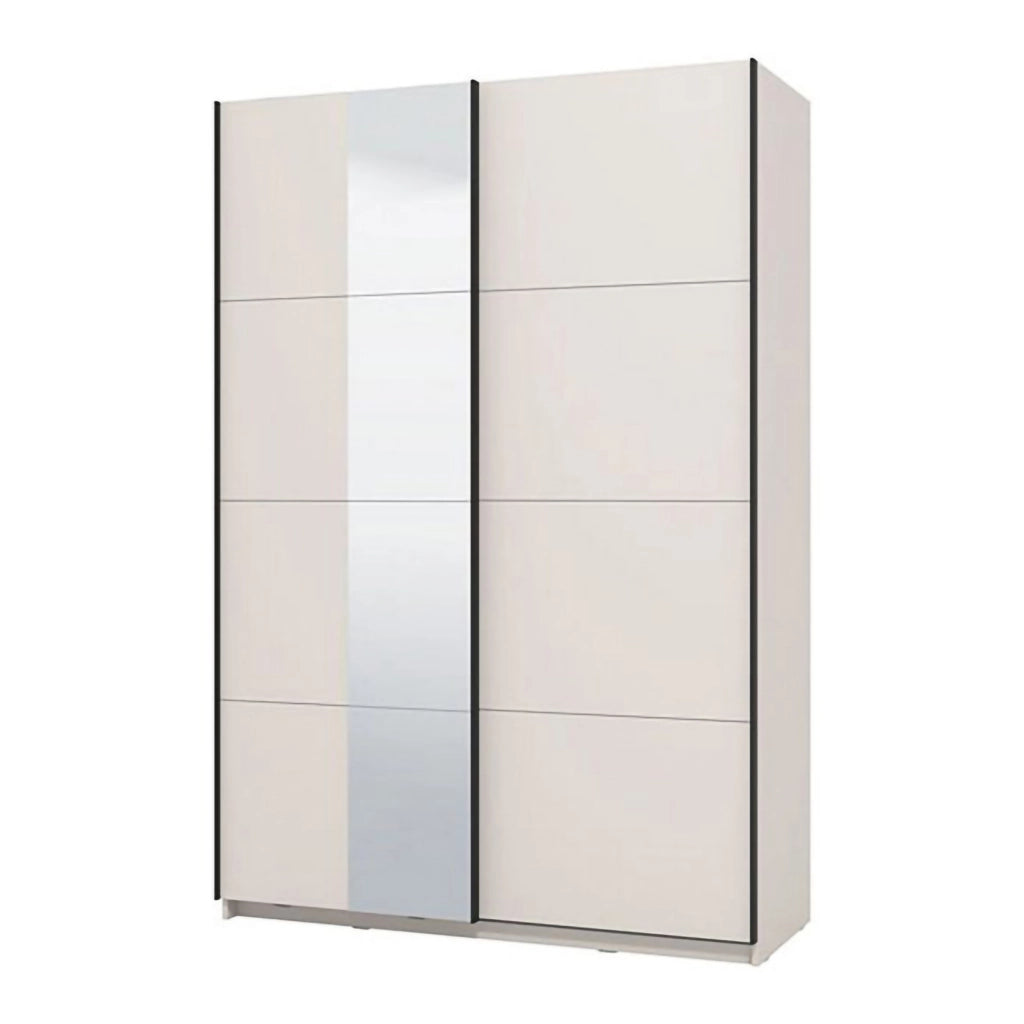 Armadio Camera da Letto Pasturo, Guardaroba Grande Appendiabiti, 145.5x217.5h cm Bianco Crema