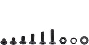 Viti a Tornillo in Acciaio Nera Verniciato con Testa Piana - 300 pezzi - Completo con Bottone e Spillo - Nero - Stagno - 300 pezzi - Viti a Tornillo con Bottone e Spillo