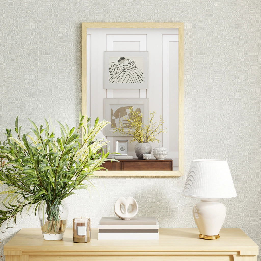 Specchio da parete rettangolare ¨C Minimal ¨C 60x40 cm legno naturale