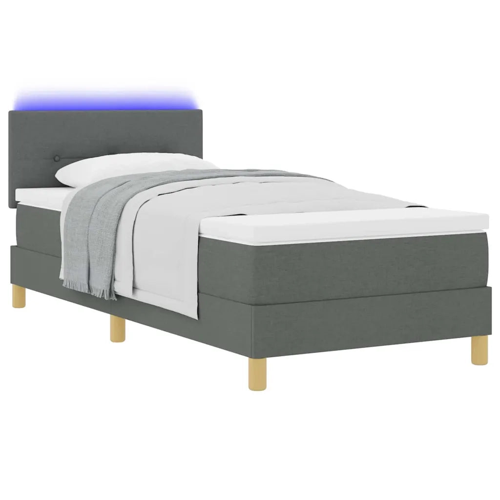 Letto a Sorgente LED con led Grigio scuro 80 x 200 cm Tessuto